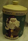 Happy Holidays Santa Claus air tight ceramic cookie jar