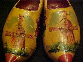 Wooden dutch shoes from Holland souvenir pyrography