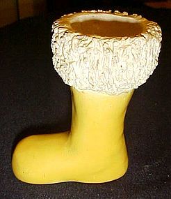 Vintage yellow  pottery Santa boot with coleslaw trim