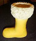 Vintage yellow  pottery Santa boot with coleslaw trim