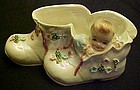 Rare Lefton Baby boy in booties planter 50476