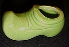 Vintage glazed green pottery collectible Dutch shoe
