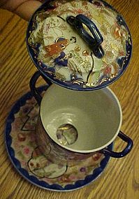 Beautiful Geisha girl ware condensed milk jar and liner