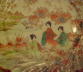 Vintage Geisha ware 3 girls  flowers trellis swirl edge