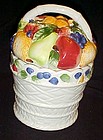 Ceramic basket of fruit cookie jar