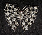Pretty vintage  crystal rhinstone butterfly pin