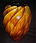 Large 9.5  vintage USA browl drip glaze swirl  vase