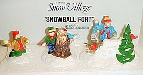 Retired Dept 56 Snowball Fort ceramic Snow Village pcs