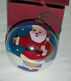 Reversed painted Santa with toy sack 3" ornament