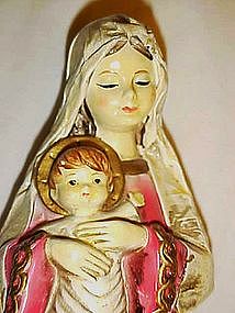 Vintage 60's plaster cast Mary and Jesus