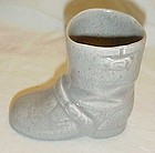Vintage ceramic biker boot, gray with speckle glaze