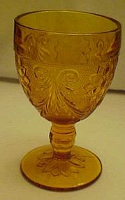 Tiara amber sandwich glass water goblet by  Indiana