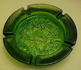 Blenko pretty green leaf pattern ashtray HEAVY