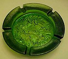 Blenko pretty green leaf pattern ashtray HEAVY