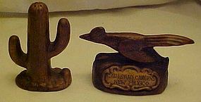 Treasure Craft roadrunner and cactus souvenir shakers