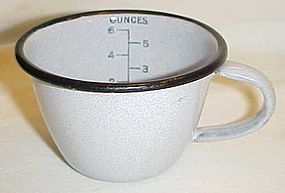 USN grey granite ware cup with measurements. NICE