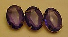 Vintage Purple triple rhiestone pin  LARGE OVALS