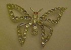 Vintage silvertone rhinestone butterfly pin