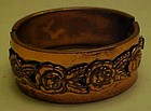 Vintage copper hinged cuff bracelet with roses