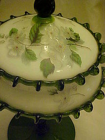 Beautiful Bohemiam hand blown compote with lid