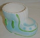 Vintage ceramic blue baby bootie nursery planter