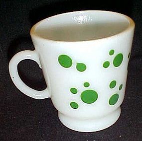 Hazel Atlas white with green dots footed cup or mug