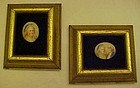 Mini framed porcelain portraits George & Martha