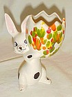 Spotted bunny rabbit  ceramic Easter egg vase