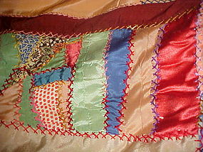 Old silk crazy quilt queen size needs backing
