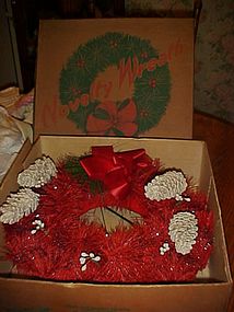 Original red  bottlebrush Perma Wreath  in original box