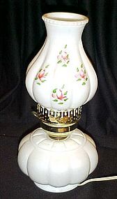 Vintage milk glass electric lamp w/ hand painted globe