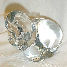 Hand blown crystal Hippo paperweight signed