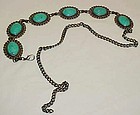 Vintage faux tuquoise and silver concho fashion belt