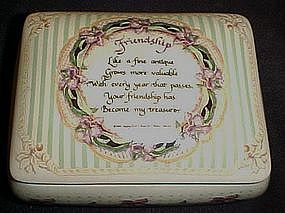 Porcelain Friendship box with poem and forget me nots