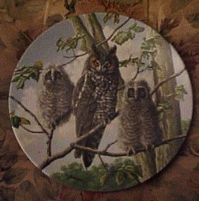 Knowles Treetop Trio Long-eared owls 3rd issue plate