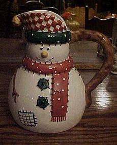 Festive ceramic snowman juice milk pitcher