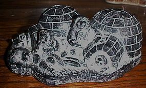 Vintage Nuvuk Canada Eskimo family igloo's carving