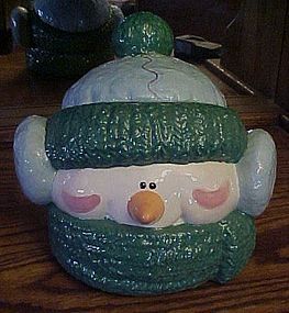 Ceramic Snowman Head cookie jar