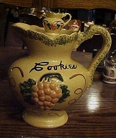 Vintage Pitcher with grapes pattern cookie jar