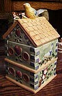 Bluebird house cottage cookie jar