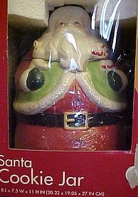 Santa Claus ceramic cookie jar in original box.