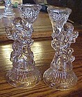 Vintage clear pressed glass Angel candle holders pr.