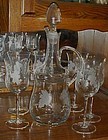 Toscany Wine decanter and glasses set Grape pattern