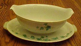 Sango Caprice Green Ivy gravy boat with under plate