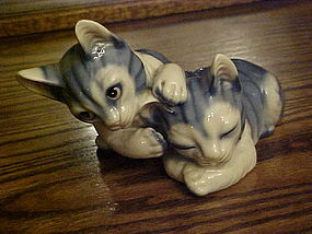 Beautiful ceramic  blue tabby cats figurine