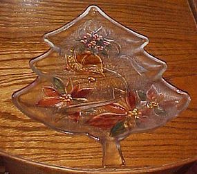 Mikasa large Christmas tree plate bells, poinsettias