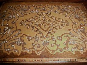 Antique Switzerland inlay wood box curved top