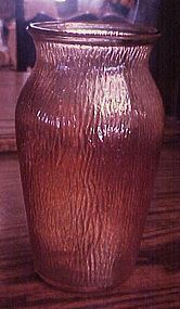 Marigold carnival glass tree bark flower  vase