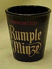 Imported Rumple Minze brand advertising shot glass