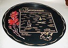 Black metal Wyoming State souvenier tray plate